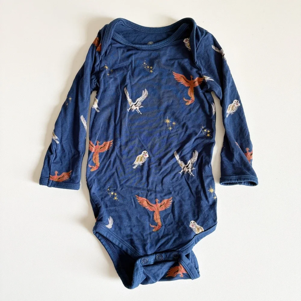 Kyte Baby x Harry Potter Bamboo Hedwig Fawkes Magical Bodysuit Size 6-12M